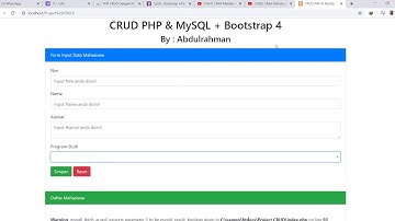 CARA Membuat CRUD dengan PHP & MySQL + Bootstrap 4 dalam 1 Halaman | Tutorial PHP MySQL