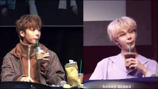 hyungwon's starbucks meme (2016 vs. 2018)