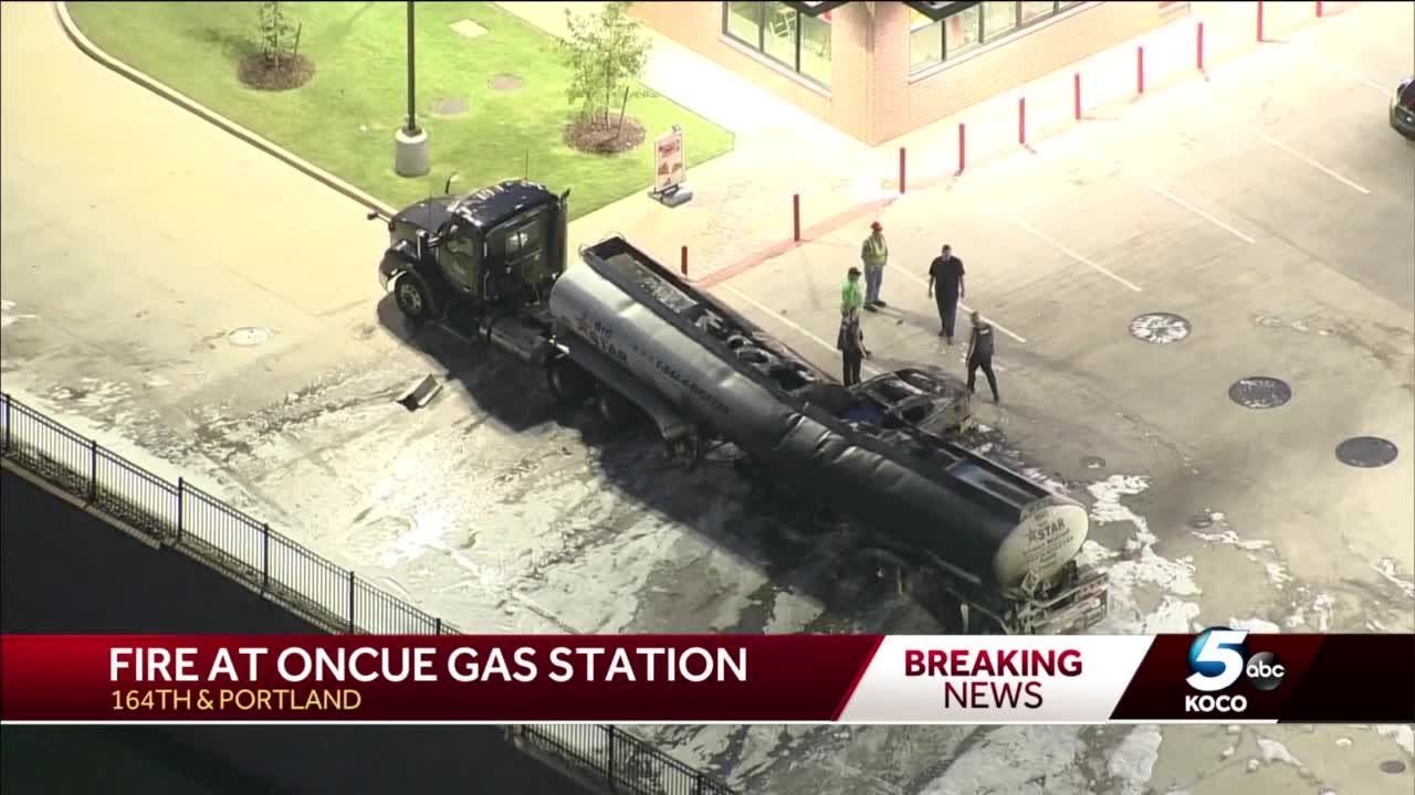 Two injured after fuel tanker catches fire during collision at NW OKC