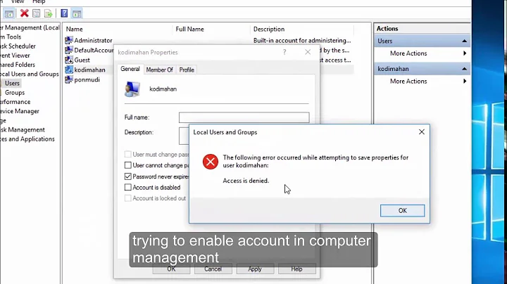 How to fix 'The following error occurred while attempting to save properties for user administrator'