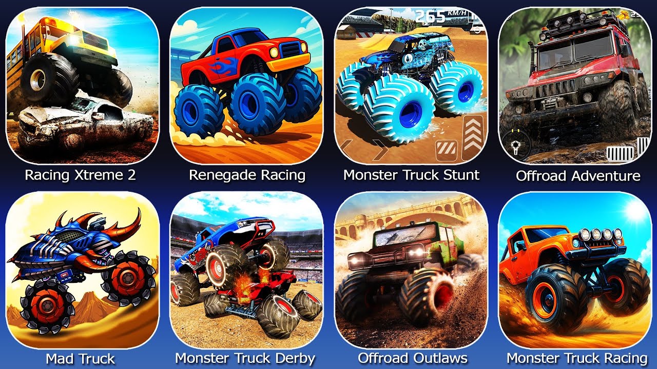 Monster Truck Stunt,Mad Truck,Renegade Racing,Racing Xtreme 2,Offroad Adventure,Monster Truck