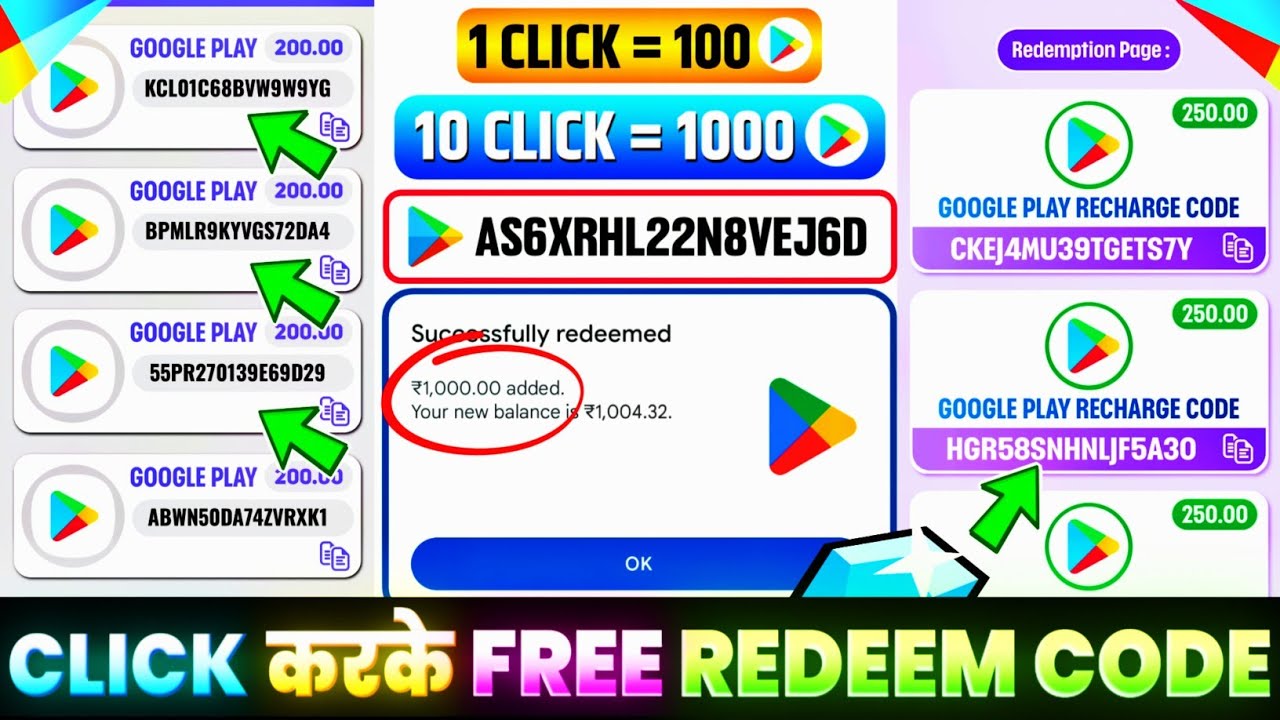 FREE REDEEM CODES INSTANT 🤩 | 250 REDEEM CODE FREE | HOW TO GET GOOGLE PLAY STORE REDEEM CODES FREE