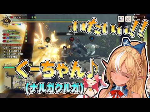 【ホロライブ切り抜き】百竜夜行のくーちゃん(ナルガクルガ)で喜ぶ直後にビームを被弾して悲鳴を上げるフレアちゃん【不知火フレア/MONSTER HUNTER RISE/#ホロモンハン部】