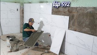 ốp gạch nhà bếp tường củ gạch 40×80 Construction of wall tiles of #592