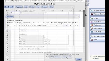 summary statistics in Statcrunch