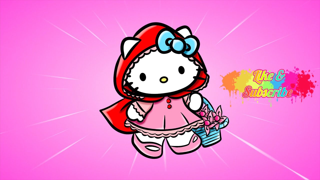 How to Color Hello Kitty Little Red Riding Hood coloring video @drawtube28