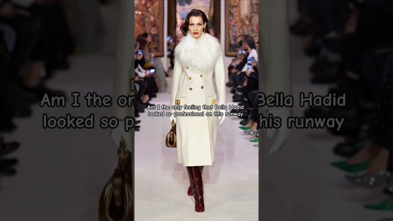 Parisian frost queen—fur-trimmed power coat, boots stomp with elegance #bellahadid #lanvin #bella