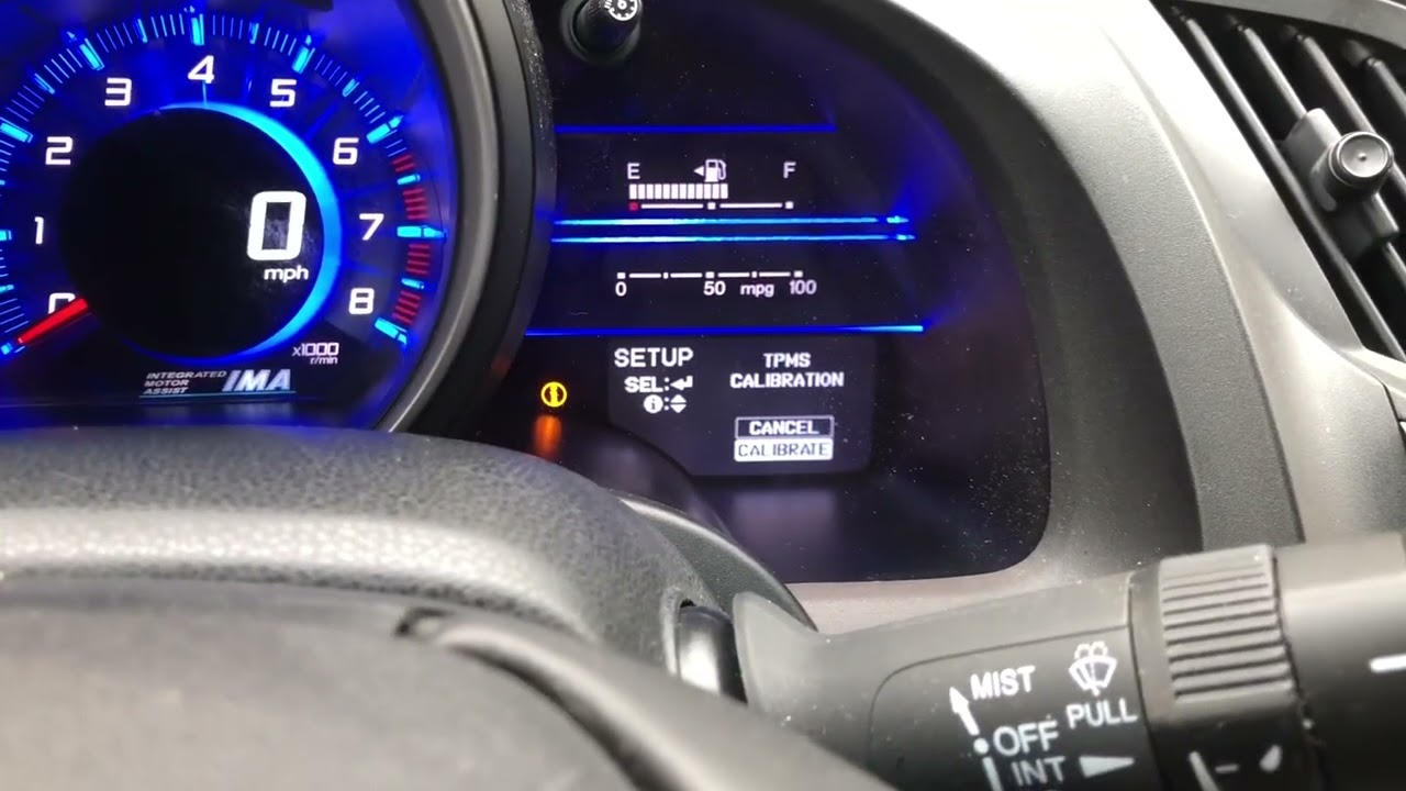2016 Honda CRZ Tire Light Reset