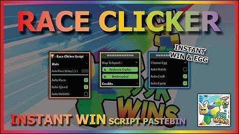 RACE CLICKER Script Pastebin 2023 AUTO FARM WIN | EGG FARM | HATCH EGG (INSTANT WIN)🏆