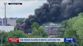 One person injured in Bronx junkyard fire