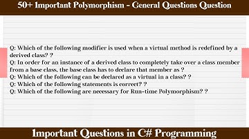 MCQ Questions Polymorphism - General Questions with Answers