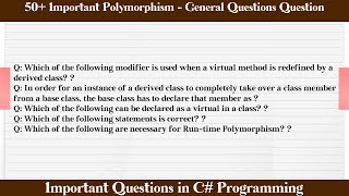MCQ Questions Polymorphism - General Questions with Answers