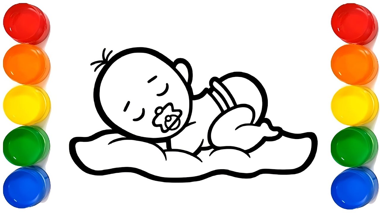Cute Baby Sleeping Drawing For Kids and Toddlers| Easy Sleeping Baby Drawing, Colouring for Children