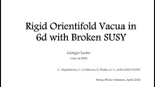 Giorgio Leone - Rigid Orientifold Vacua in 6d with Broken SUSY