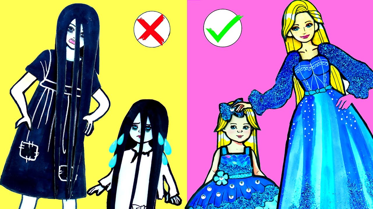 Paper Dolls Dress Up - Barbie & Sadako Mother and Daughter Family Costumes - Barbie Story & Crafts
