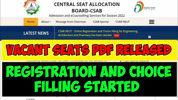 Csab vacant seats 2022 | Csab registration 2022 | Csab 2022 | Josaa 2022 | #csab #josaa #jeemain
