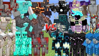 IRON & DIAMOND & NETHERITE ALLIANCE Vs ENDERMAN & WARDEN & PILLAGER ALLIANCE MOB BATTLE IN MINECRAFT
