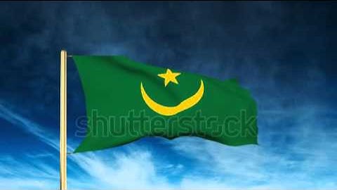 Mauritania flag slider style. Waving in the wind with cloud background animation Stock video by