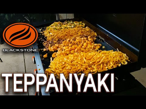 HOW TO MAKE AMAZING TEPPANYAKI HIBACHI ON BLACKSTONE GRIDDLE - STEAK, CHICKEN, AND SHRIMP!