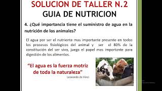 SOLUCION TALLER N 2   NUTRICION ANIMAL