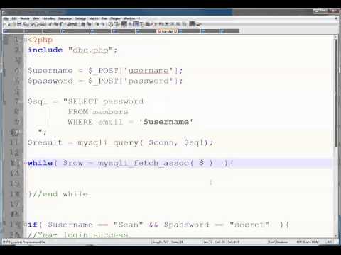 PHP Login Step 9. Comparing DB Password with Password Provided