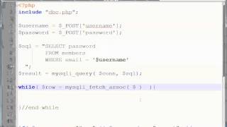 PHP Login Step 9. Comparing DB Password with Password Provided Wealth