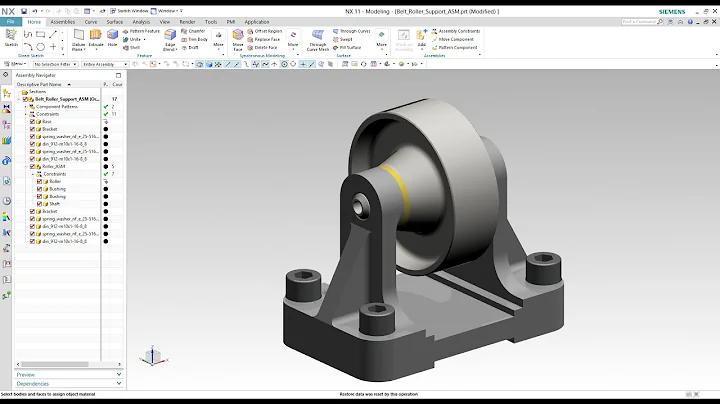 Siemens PLM NX - Topdown Assembly Modeling of Belt Roller Support