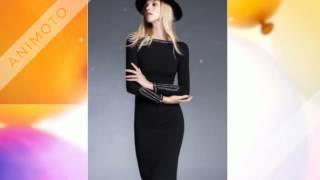 Black Round Neck Long Sleeve Bodycon Dress  SheInSheinside screenshot 1