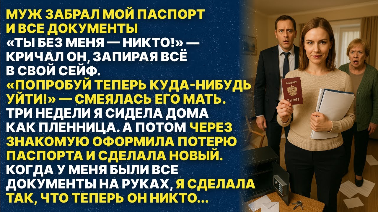 Мой муж забрал мои документы - Ты без меня никто! Говорил он. Но я его обхитрила