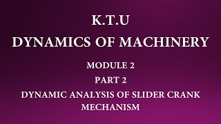 KTU | DYNAMICS OF MACHINERY|DOM | MODULE 2 |PART 2| DYNAMIC FORCE ANALYSIS OF SLIDER CRANK MECHANISM Net Worth