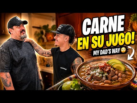 My dad teaches me how to make traditional Carne En Su Jugo!