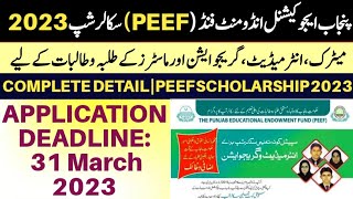 Punjab Educational Endowment Fund scholarship 2022-23|Complete Detail about PEEF Scholarship 2022-23