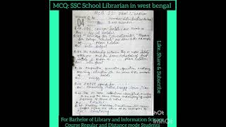 MCQ:SSC  School Librarian in West Bengal 