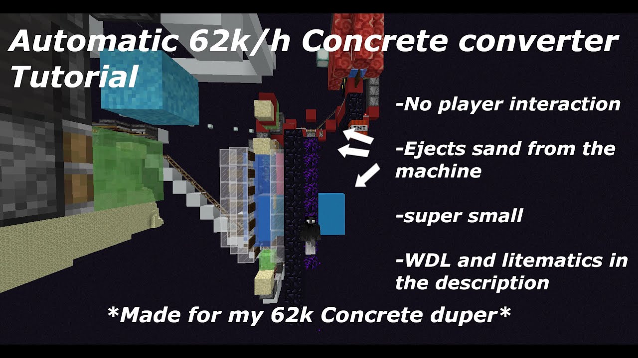  Minecraft 62k/h concrete converter tutorial YouTube