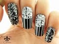 Monochrome Lace Stamping Nail Art