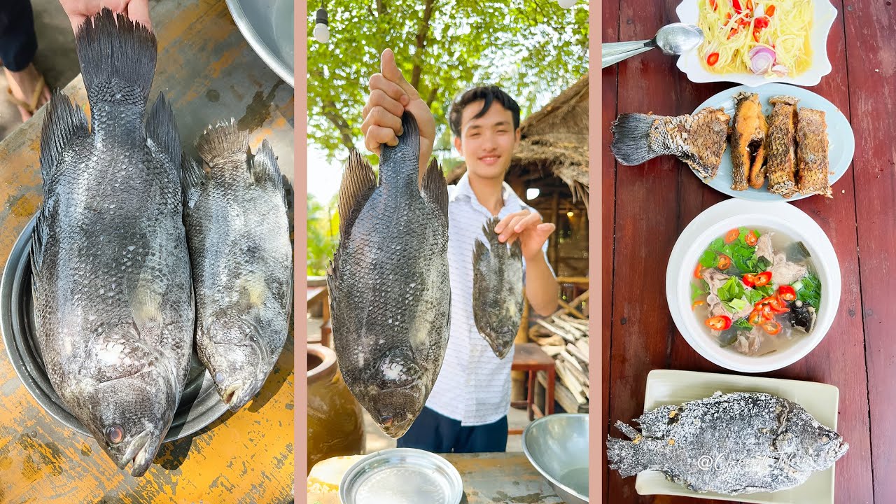 Amazing Big Black Fish cooking 3 recipes and eat Cooking with Neab