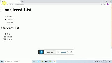 HTML video tutorial-8- html ul ang ol tag in hindi/urdu
