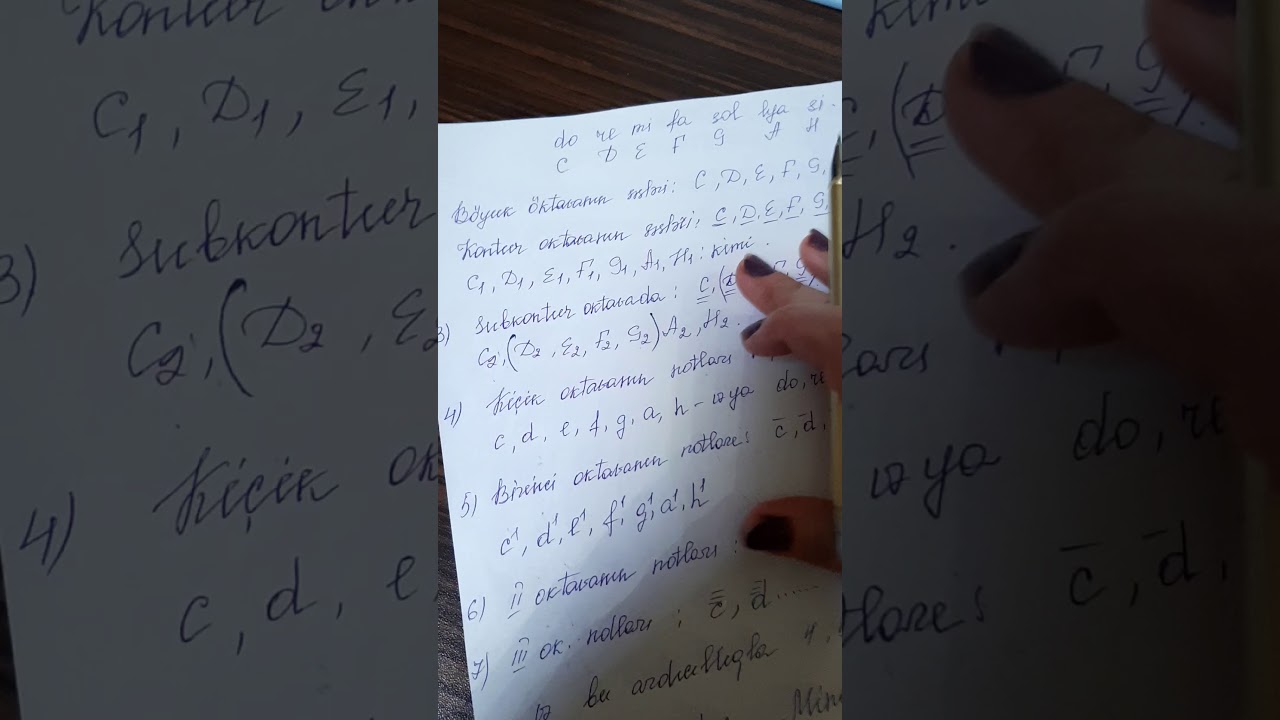 Tonallıqların hərfi adları və Oktavalara görə yazılışı.