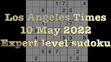 Sudoku solution – Los Angeles Times sudoku 10 May 2022 Expert level