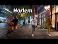 New york street tour  central harlem nyc walkthrough at night