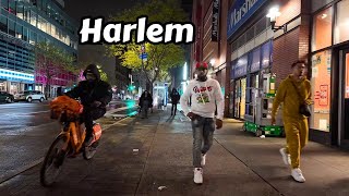 New York Street Tour  Central Harlem NYC Walkthrough Video At Night