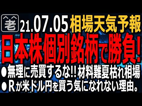 【相場天気予報】雇用統計終了後の日本市場は軟調。米市場は上昇なのに日経平均は下落だ。相場は横ばい続く。予想に基づく無理な売買は危険だ。唯一動いている日本株個別銘柄の売買で勝負だ。ラジオヤジの相場解説。