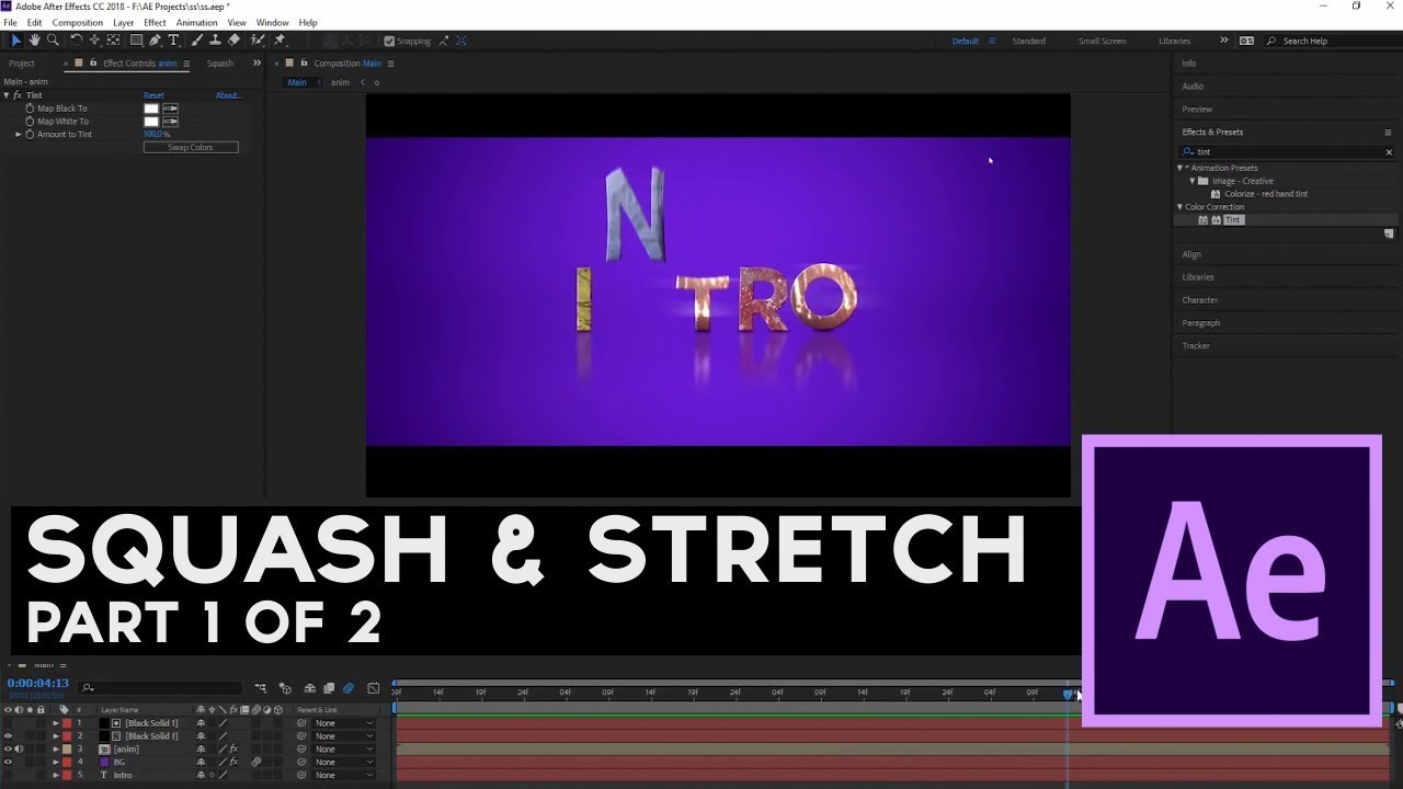 Squash and Stretch Animation in After Effects Tutorial (PART 1 of 2