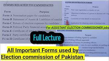 Assistant Election commissioner preparation | Forms Full Lecture | ECP jobs | Important Forms | #ecp