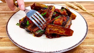 Incredibly delicious eggplants! No meat! A quick warm salad for vegans and vegetarians!