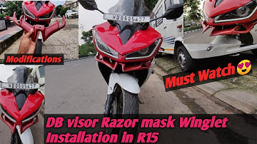 Yamaha R15V1/V2/S 2021 Modifications |DB Visor| Winglet| Wild Mask| Installation Process|