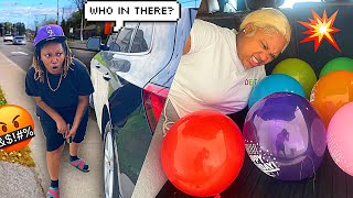 Famous HIDING IN THE TRUNK AND POPPING BALOONS *SHE GRABBED HER 💥* Wealth