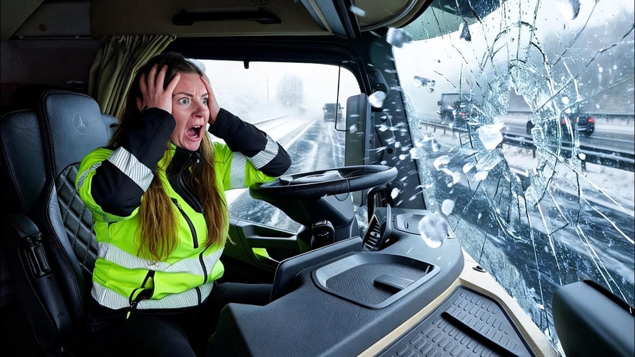 Лед ударил по моему грузовику! Еду домой... Будни девушки-дальнобойщицы 🧊💥 🚛💨🤷‍♀️