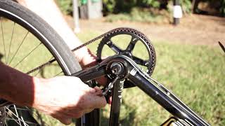 Adjust an eccentric bottom bracket and belt tension on Vivente Rohloff bikes