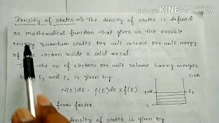 Density of states and Derivation of Fermi Energy at 0 K